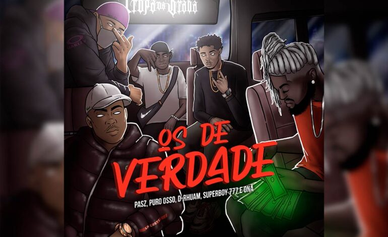 Arte de divulgação mostra 5 jovens negros dentro de um veículo com a escrita Tropa da Braba e Os de Verdade